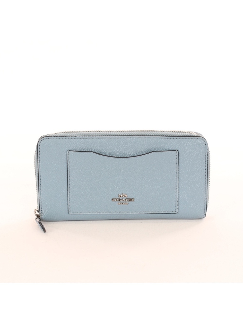 Coach Light Blue Crossgrain Leather Zip Around Wallet F54007